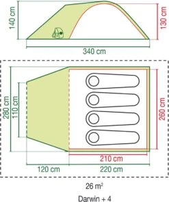 Coleman Darwin 4 Plus Koepeltent - 4-Persoons - Groen -Outdoor Kampeerwinkel 1003x1200