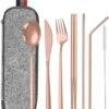 House Of Husk Reisbestek - Reis Bestekset - Chopsticks - Metalen Rietjes Met Borstel - Lepel - Vaatwasserbestendig - RVS - 7 Delig - Rose Goud -Outdoor Kampeerwinkel 1027x1200 4