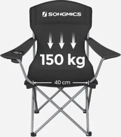 MIRA Home - Campingstoel Set Van 2 Inklapbaar - Klapstoel Met Robuust Frame - Met Flessenhouder - 76 X 51.5 X 95.5 Cm - Zwart -Outdoor Kampeerwinkel 1062x1200