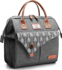 HN® Lunchtas Grijs Pijlen, Geïsoleerde Koeltas, Lekvrij, Extra Grote Opening Voor De Lunch Box, 25×16,5×26cm Design Heren En Dames -Outdoor Kampeerwinkel 1079x1200 9