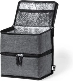 Merkloos Koeltas Met Dubbel Compartiment - Lunchtas - Koeltasje Lunch - Koelelementen - Koud - Warm - Isolatie - Volwassenen - Dames - Heren - 14 X 22 Cm - Polyester - RPET - Aluminium - Grijs -Outdoor Kampeerwinkel 1084x1200 2