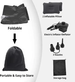 Opblaasbaar Matras Voor In De Auto, Opblaasbaar Bed, Opvouwbaar, Comfortabele Autostoel, Automatras Met Elektrische Luchtpomp En 3 Adapters, 2 Kussens En Draagtas, Voor Camping, Reizen (zwart) -Outdoor Kampeerwinkel 1093x1200 2