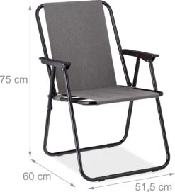 Relaxdays Campingstoel Inklapbaar Set Van 2 - Klapstoel 100 Kg - Visstoel Met Armleuningen - Grijs -Outdoor Kampeerwinkel 1094x1200