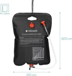 Navaris Campingdouche Op Zonne-energie - 20 Liter - Verwarmbare Camping Douchezak Met Douchekop, Slang En Kraan - Ideaal Voor Reizen En Kamperen -Outdoor Kampeerwinkel 1126x1200 1