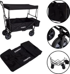 AREBOS Handwagen Vouwbare Dak Handwagen Vouwbare Trolley Uitrustingswagen Zwart -Outdoor Kampeerwinkel 1141x1200 7