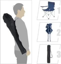 Set Van 2 Opvouwbare Campingstoelen, Klapstoelen Voor Buiten, Comfortabel, Met Armleuningen En Bekerhouders, Stabiel Frame, Draagvermogen 120 Kg - Blauw -Outdoor Kampeerwinkel 1146x1200