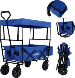 AREBOS Handwagen Vouwbare Dak Handwagen Vouwbare Trolley Uitrustingswagen Blauw -Outdoor Kampeerwinkel 1155x1200 3