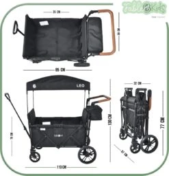 FableKids LEO X4Lite Opvouwbare Handkar Met Dak Onyx Zwart -Outdoor Kampeerwinkel 1159x1200 7
