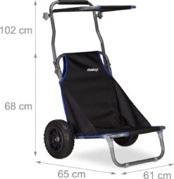 Relaxdays Strandkar Opvouwbaar - Strandstoel Met Zonnedak - Strand Stoel Op Wielen -Outdoor Kampeerwinkel 1162x1200