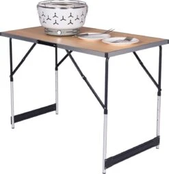 Kamyra® Campingtafel Inklapbaar - Kampeertafel, Partytafel - Opvouwbaar, Lichtgewicht & In Hoogte Verstelbaar - Aluminium/Hout -Outdoor Kampeerwinkel 1169x1200