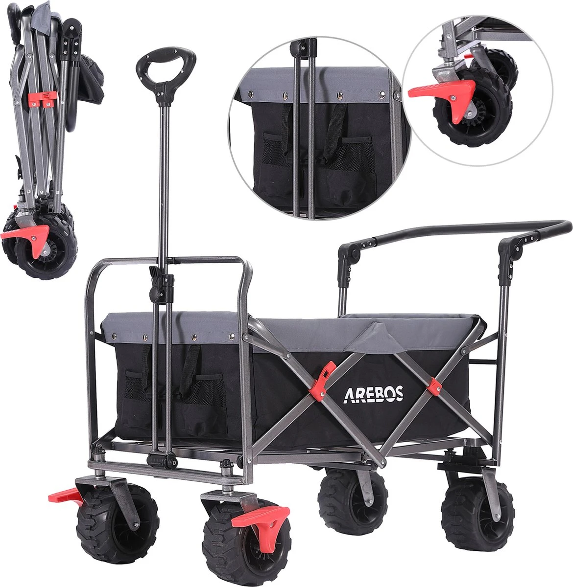 AREBOS Opvouwbare Steekwagen Met Telescopische Stang Draagvermogen 100 Kg 3 AREBOS Opvouwbare Steekwagen Met Telescopische Stang Draagvermogen 100 Kg