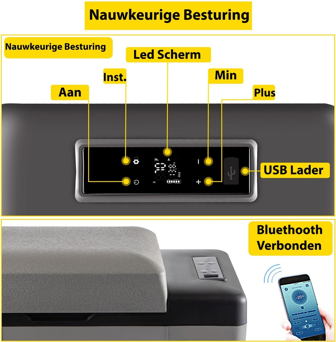 Vevor Auto Koelbox - Mini Koelkast Vriezer - Draagbare Vriezer/Koelkast - Elektrische Koelbox - Mini Vriezer - Auto Koelkast - 35 Liter - Tot -20˚C - 12V/240V - Grijs 6 Vevor Auto Koelbox - Mini Koelkast Vriezer - Draagbare Vriezer/Koelkast - Elektrische Koelbox - Mini Vriezer - Auto Koelkast - 35 Liter - Tot -20˚C - 12V/240V - Grijs - Afbeelding 4