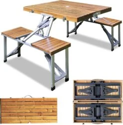 Merkloos Deuba Picknicktafel Campingtafel - Opvouwbaar Voor 4 Personen - Hout En Aluminium -Outdoor Kampeerwinkel 1185x1200 2