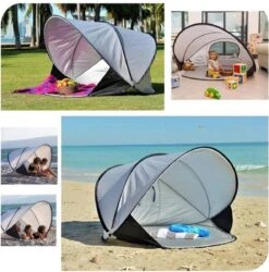 Deryan Luxe Pop Up Strandtent XXL - Anti-UV 50+ - Zilver -Outdoor Kampeerwinkel 1185x1200