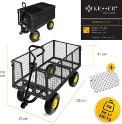 Exxen KESSER® Bolderkar, 550 Kg Belastbaar, Tuinwagen, Transportwagen, Tuinwagen, Uitneembaar Zeil, Gereedschapswagen, Handwagen, Veelzijdig Inzetbaar, Zwart -Outdoor Kampeerwinkel 1185x1200 8
