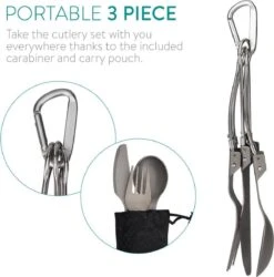 Navaris Campingbestek Van Titanium - Set Met Vork, Mes En Lepel - Inklapbaar - Bestekset Voor Onderweg - Inclusief Karabijnhaak En Bewaarzakje -Outdoor Kampeerwinkel 1185x1200 9
