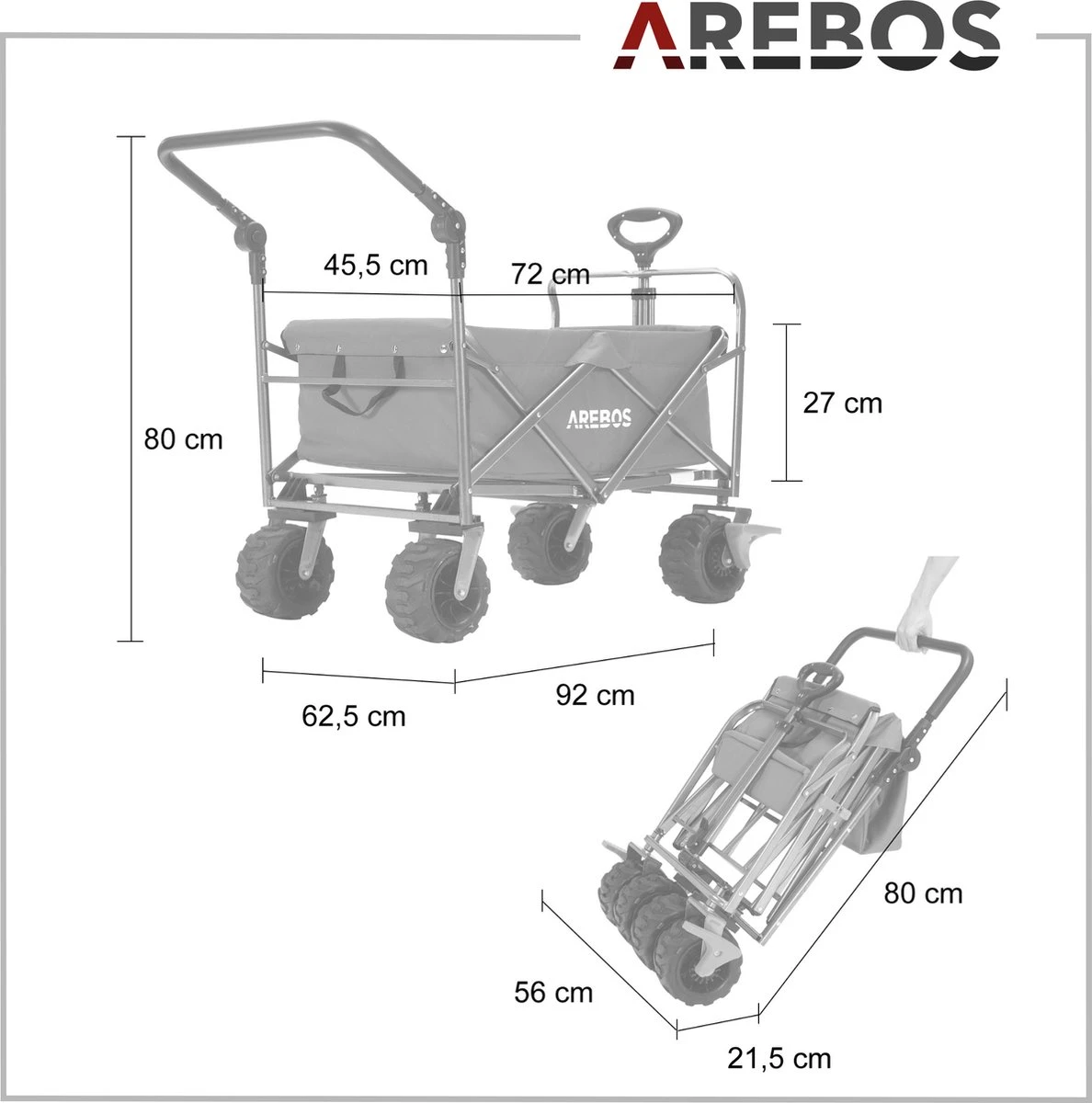 AREBOS Opvouwbare Steekwagen Met Telescopische Stang Draagvermogen 100 Kg 4 AREBOS Opvouwbare Steekwagen Met Telescopische Stang Draagvermogen 100 Kg - Afbeelding 2
