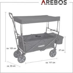 AREBOS Handwagen Vouwbare Dak Handwagen Vouwbare Trolley Uitrustingswagen Zwart -Outdoor Kampeerwinkel 1188x1200 9