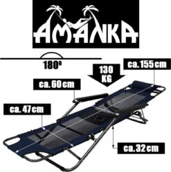 Ligstoel 155x60cm - Opvouwbaar Campingstoel Ligbed Strandstoel Tuinstoel Vouwligstoel Blauw -Outdoor Kampeerwinkel 1190x1200 2