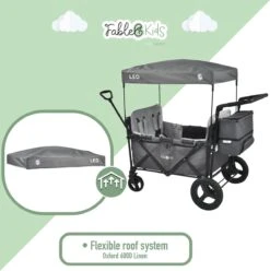 FableKids LEO X4Plus Opvouwbare Wagen Met Dak Fossil Grey -Outdoor Kampeerwinkel 1193x1200 5