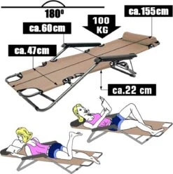 Ligstoel Opvouwbaar 155x60cm - Lichte Ligbed Relaxstoel Tuinstoel Campingstoel Strandstoel -Outdoor Kampeerwinkel 1196x1200 15
