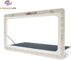 Merkloos NormadicLife® - Outdoor – Opklapbare Tafel - Eettafel – Tafel Voor Buitenkeuken - Caravan – Camper – Picknicktafel - Ingebouwd Ledlicht – Wit -Outdoor Kampeerwinkel 1200x1002