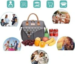 HN® Lunchtas Grijs Pijlen, Geïsoleerde Koeltas, Lekvrij, Extra Grote Opening Voor De Lunch Box, 25×16,5×26cm Design Heren En Dames -Outdoor Kampeerwinkel 1200x1022 1