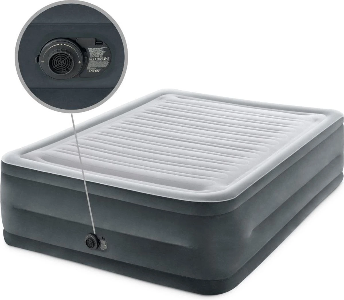 Intex Luchtbed - 2-Persoons - 152 X 203 X 33 Cm - Grijs - Met Ingebouwde Pomp, Hoeslaken Antraciet En Reparatieset 9 Intex Luchtbed - 2-Persoons - 152 X 203 X 33 Cm - Grijs - Met Ingebouwde Pomp, Hoeslaken Antraciet En Reparatieset - Afbeelding 7