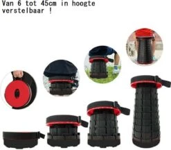 Kampeerkruk - Uitschuifbare Kruk - Rood/Zwart- Tot 120 Kg - Travel Stool - Opvouwbare Campingkruk - Inklapbaar Krukje - Telescopische Kruk - Camping - Outdoor -Outdoor Kampeerwinkel 1200x1051 3