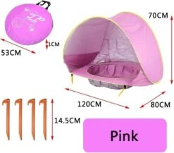 Merkloos Strand Tent Met Zwembad - Roze - UPF 50+ UV Werend - Waterdicht - Pop Up - Baby & Kind -Outdoor Kampeerwinkel 1200x1054 8