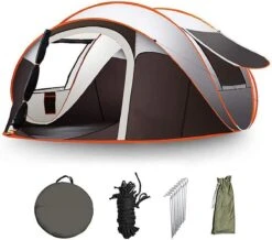 Fly Lab Luxe Pop Up Tent - Kampeer Tent - Grijs/Oranje - 4 Persoons -Outdoor Kampeerwinkel 1200x1059