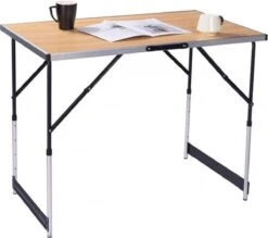 Kamyra® Campingtafel Inklapbaar - Kampeertafel, Partytafel - Opvouwbaar, Lichtgewicht & In Hoogte Verstelbaar - Aluminium/Hout -Outdoor Kampeerwinkel 1200x1066