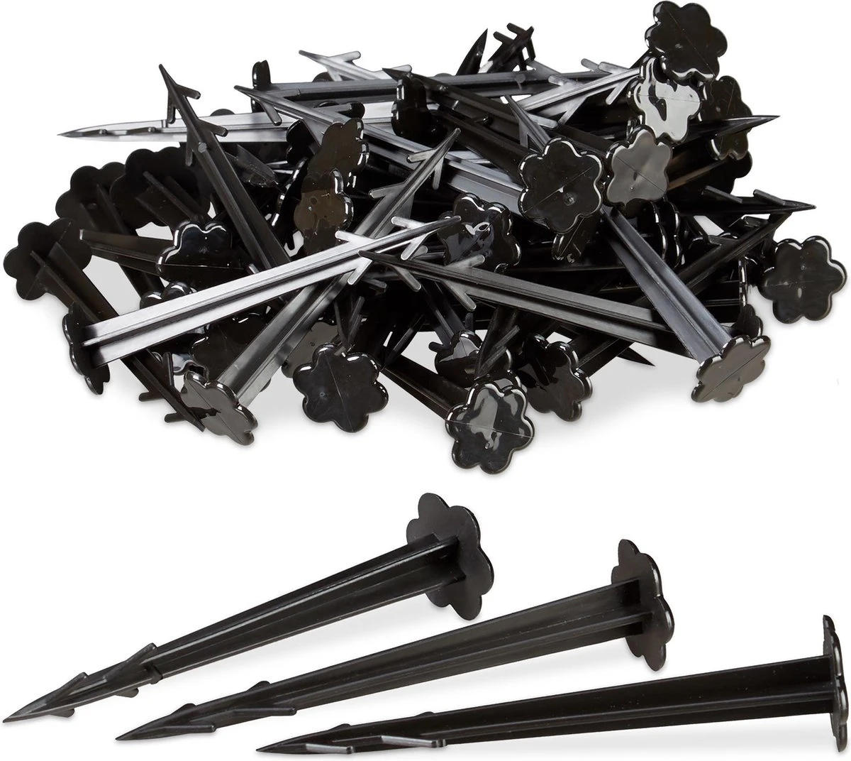 Relaxdays Grondzeilpen Kunststof - 100 Haringen - Grondpen Tuinzeil - Grondharing Set 3 Relaxdays Grondzeilpen Kunststof - 100 Haringen - Grondpen Tuinzeil - Grondharing Set