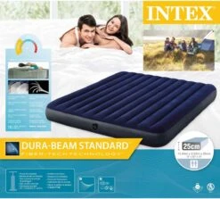 Intex Luchtbedset Intex Luchtbed - 2-Persoons - 183 X 203 X 25 Cm - Blauw + Intex Elektrische Pomp - 650 Liter/min + Hoeslaken Wit + Reparatieset -Outdoor Kampeerwinkel 1200x1084 4