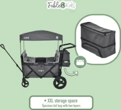FableKids LEO X4Plus Opvouwbare Wagen Met Dak Fossil Grey -Outdoor Kampeerwinkel 1200x1089 4
