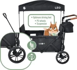 FableKids LEO X4Lite Opvouwbare Handkar Met Dak Onyx Zwart -Outdoor Kampeerwinkel 1200x1089 5