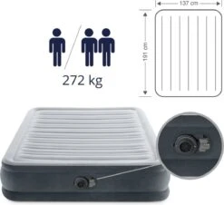 Intex Luchtbed - Twijfelaar - 137 X 191 X 33 Cm - Grijs - Met Ingebouwde Pomp, Hoeslaken Antraciet En Reparatieset -Outdoor Kampeerwinkel 1200x1100 4