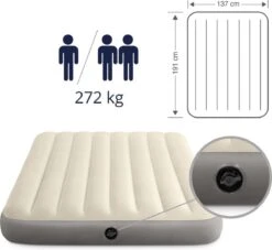 Intex Luchtbedset Intex Luchtbed - Twijfelaar - 137 X 191 X 25 Cm - Beige + Intex Elektrische Pomp - 650 Liter/min + Hoeslaken Zwart + Reparatieset -Outdoor Kampeerwinkel 1200x1102 2