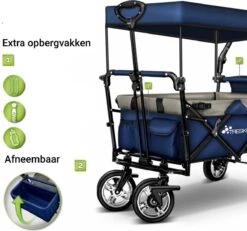 Tresko- Bolderkar, Grijs, Opvouwbaar, Met Dakje, Geschikt Tot 80 Kg - Bolderwagen - Kinderenvervoer - Bolderkarren - Tuinkar - Kinderwagen -Outdoor Kampeerwinkel 1200x1124 5