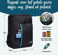 Sunflake Koelrugzak Groot - Lunchtas - Koeltas Backpack Voor Dames & Heren - Zwart -Outdoor Kampeerwinkel 1200x1132 3