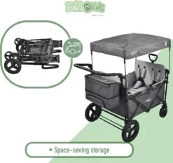 FableKids LEO X4Plus Opvouwbare Wagen Met Dak Fossil Grey -Outdoor Kampeerwinkel 1200x1132 8
