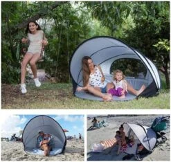 Deryan Luxe Pop Up Strandtent XXL - Anti-UV 50+ - Zilver -Outdoor Kampeerwinkel 1200x1137 1