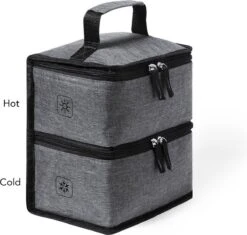Merkloos Koeltas Met Dubbel Compartiment - Lunchtas - Koeltasje Lunch - Koelelementen - Koud - Warm - Isolatie - Volwassenen - Dames - Heren - 14 X 22 Cm - Polyester - RPET - Aluminium - Grijs -Outdoor Kampeerwinkel 1200x1144 3