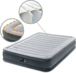 Intex Luchtbed - Twijfelaar - 137 X 191 X 33 Cm - Grijs - Met Ingebouwde Pomp, Hoeslaken Antraciet En Reparatieset -Outdoor Kampeerwinkel 1200x1152 1