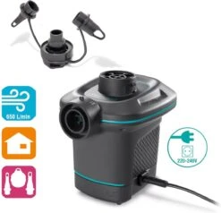 Intex Luchtbedset Intex Luchtbed - Twijfelaar - 137 X 191 X 25 Cm - Beige + Intex Elektrische Pomp - 650 Liter/min + Hoeslaken Zwart + Reparatieset -Outdoor Kampeerwinkel 1200x1155 11