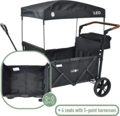 FableKids LEO X4Lite Opvouwbare Handkar Met Dak Onyx Zwart -Outdoor Kampeerwinkel 1200x1163 6