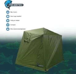 FisherPro Karpertent Met Stormcover – Vistent – Tent - Bescherming Tegen Zon En Wind – 100% Waterdichte Stormhoes – Met Handige Meeneemtas – Ook Geschikt Als Strandtent Of Festivaltent – Extra Veiligheid En Warmte Door Stormcover -Outdoor Kampeerwinkel 1200x1164 2