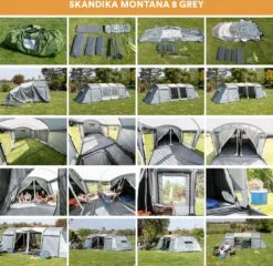 Skandika Montana 8 Tent – Tunneltenten – 8 Persoons Tent – Campingtent – 200 Cm Stahoogte – 2-4 Slaapcabines - Muggengaas – Familietent – 4 Ingangen – 700 X 310 X 200 Cm (L X B X H) - 5000 Mm Waterkolom – Outdoor, Camping – Kamperen – Blauw -Outdoor Kampeerwinkel 1200x1166