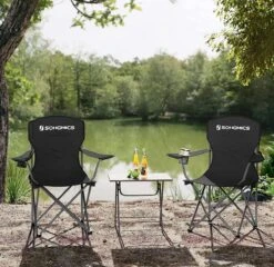 MIRA Home - Campingstoel Set Van 2 Inklapbaar - Klapstoel Met Robuust Frame - Met Flessenhouder - 76 X 51.5 X 95.5 Cm - Zwart -Outdoor Kampeerwinkel 1200x1166 3