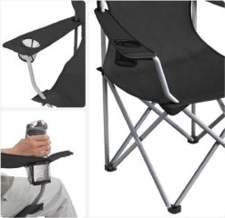 MIRA Home - Campingstoel Set Van 2 Inklapbaar - Klapstoel Met Robuust Frame - Met Flessenhouder - 76 X 51.5 X 95.5 Cm - Zwart -Outdoor Kampeerwinkel 1200x1168 3